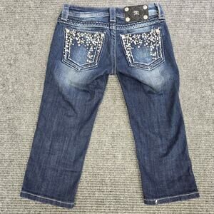 Miss Me Capri Jeans Womens 24 Rhinestone Bling Dark Wash
